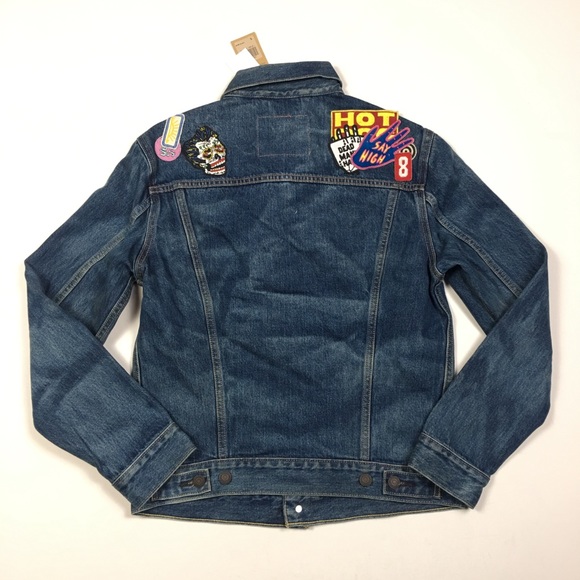 Levi’s Multi Patch Trucker Sz Small - Picture 7 of 8